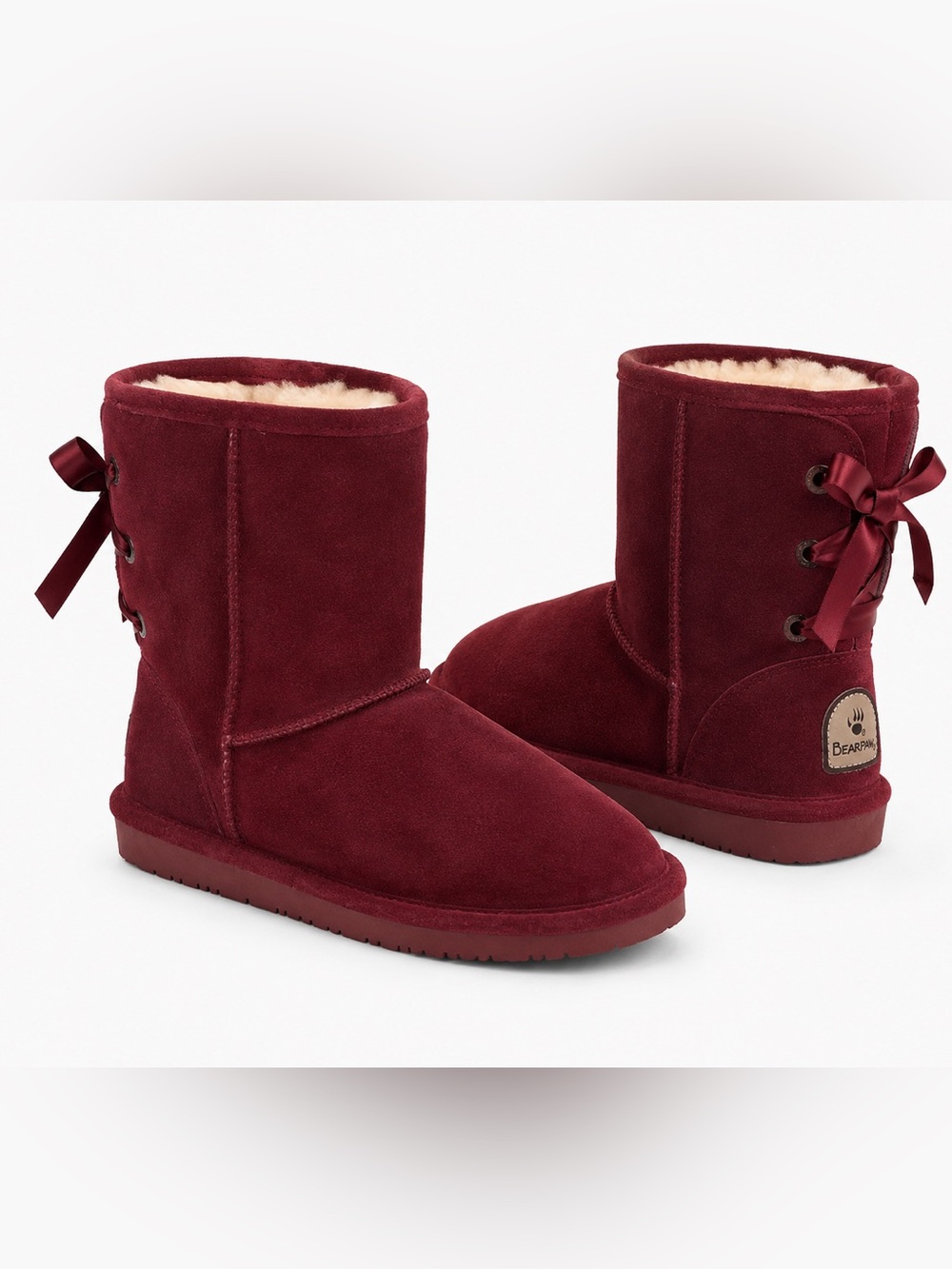 Bearpaw Burgundy Red Bow Winter Boots